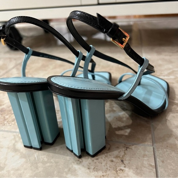 Tory Burch Black and Blue Strap Heels - Picture 4 of 12